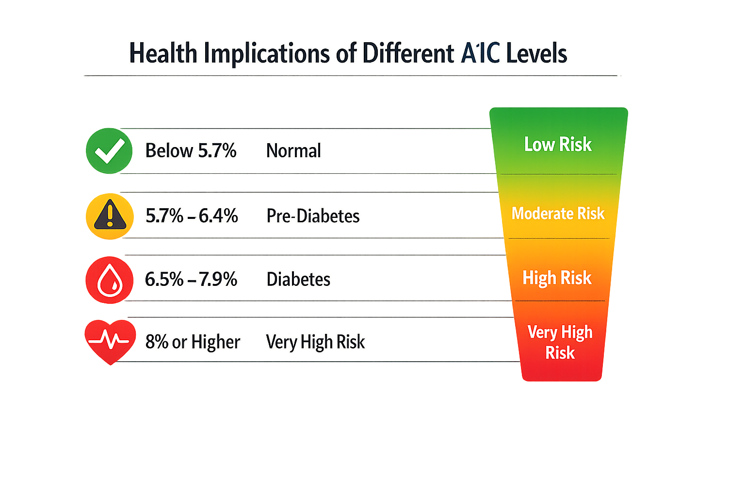 Health implications of different A1C levels.