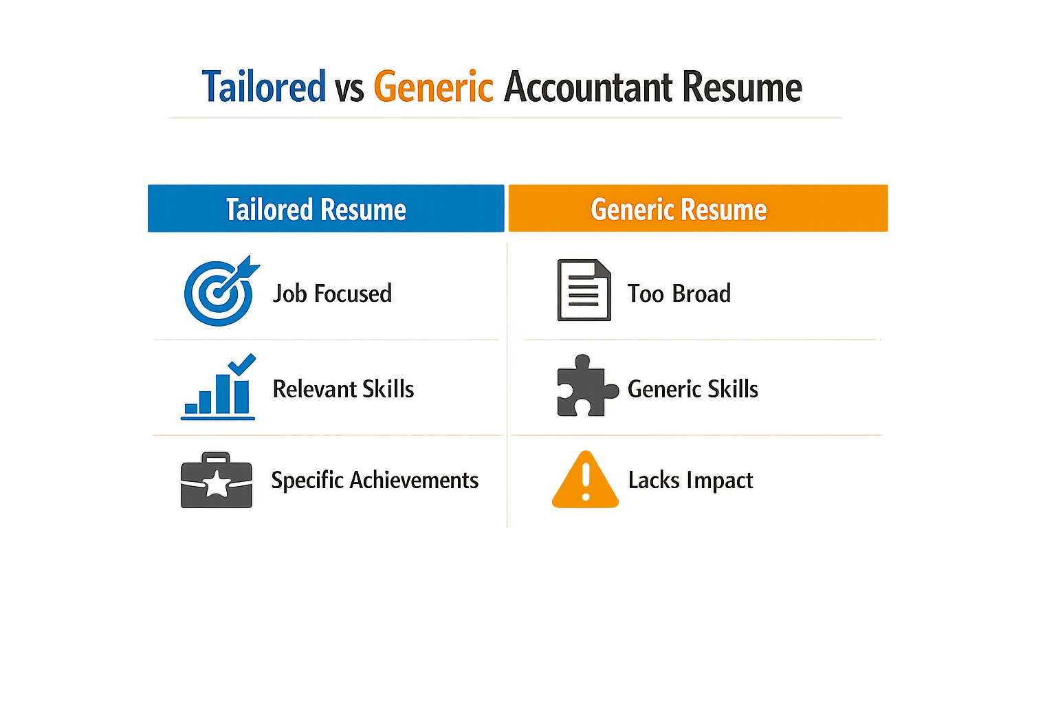 Infographic on tailored vs generic accountant resumes