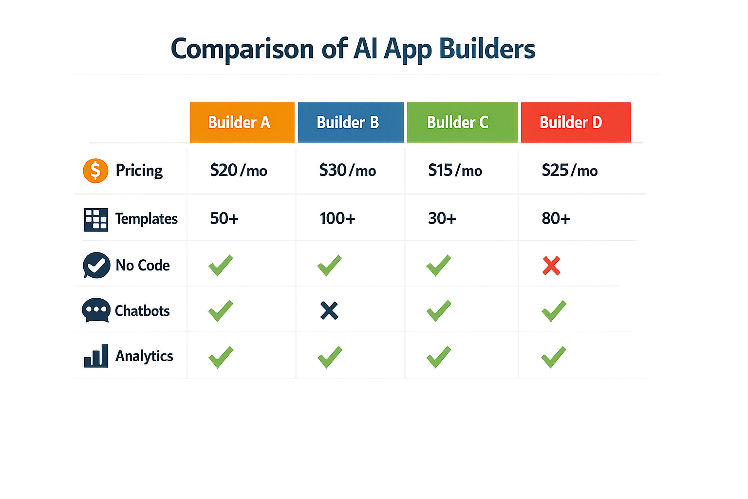 Comparison of AI app builders