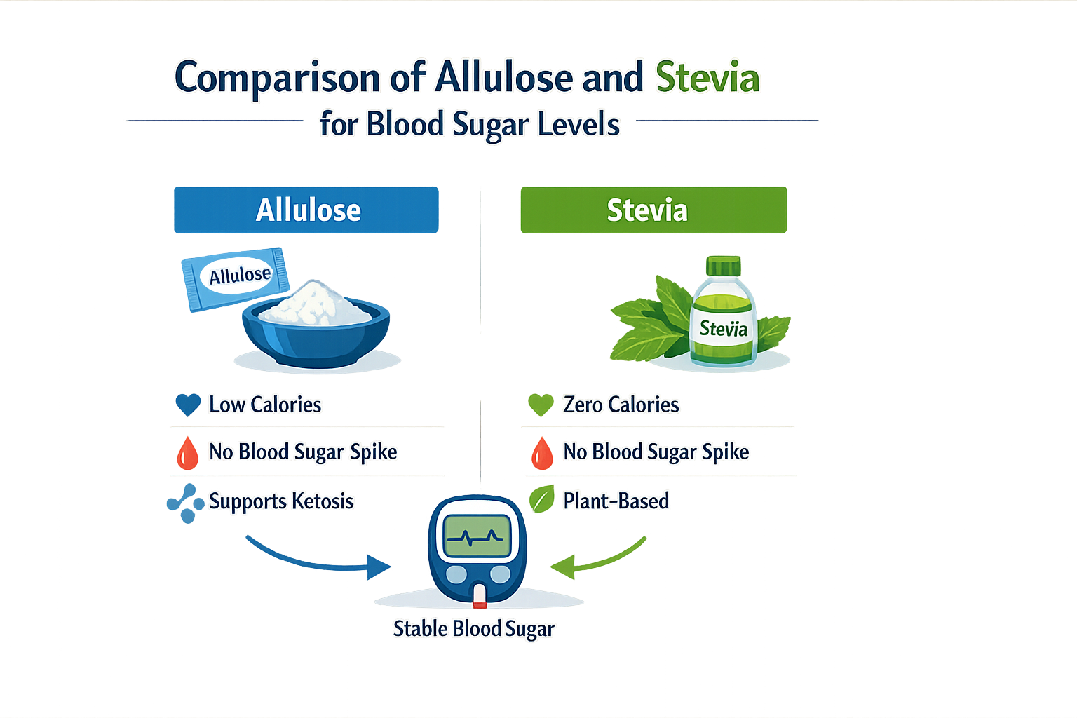 Comparison of allulose and stevia for blood sugar levels