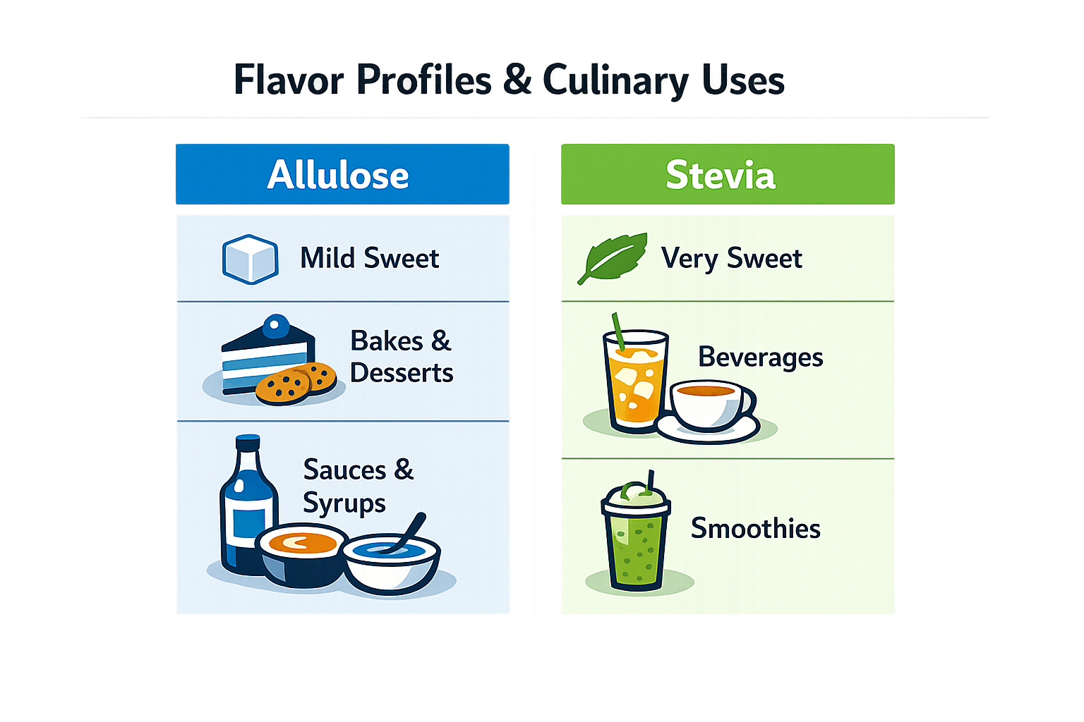 Flavor profiles and culinary uses of allulose and stevia