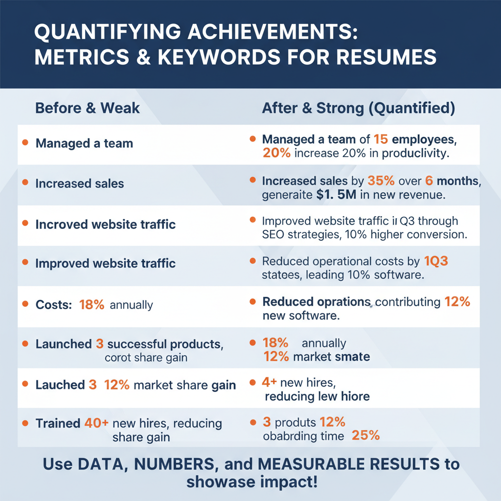Chart of quantifying achievements for ATS resumes.