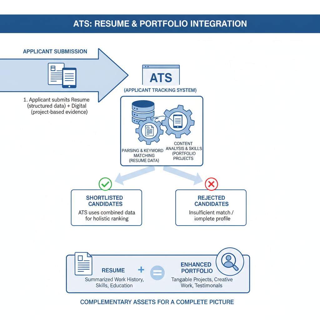 Graphic explaining the importance of digital portfolios in ATS-driven job market