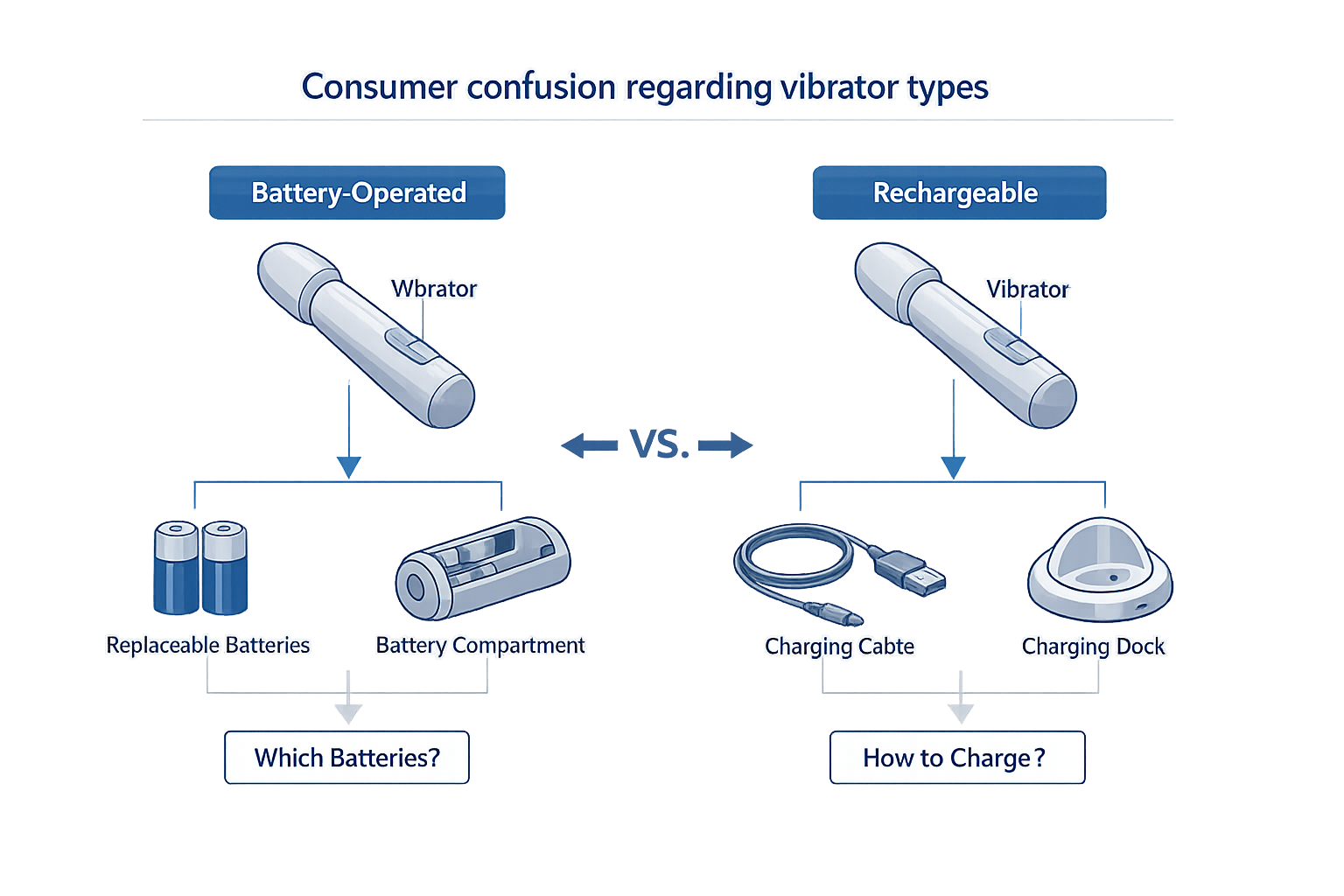 Consumer confusion regarding vibrator types.