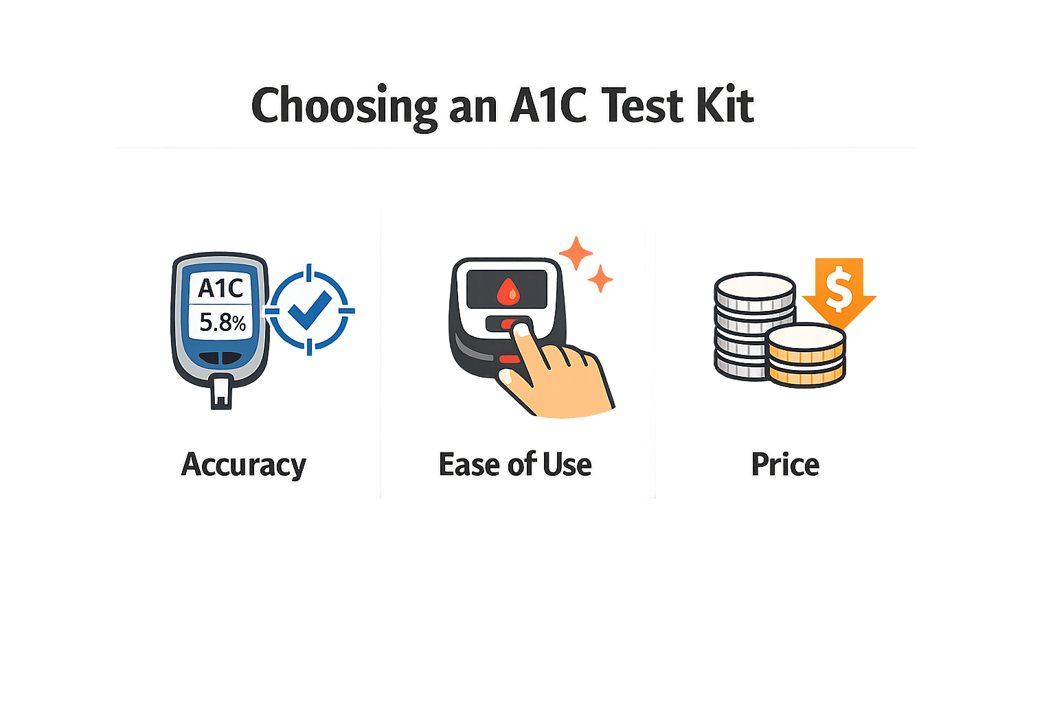Infographic on factors to consider for A1C test kits