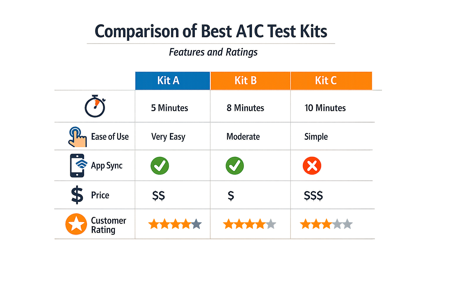 Comparison of best A1C test kits features and ratings