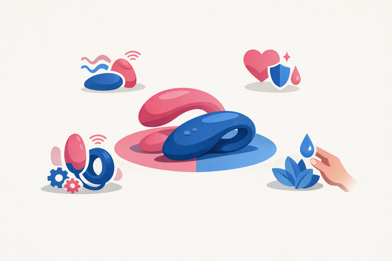 Illustration of buying guide for couples vibrators