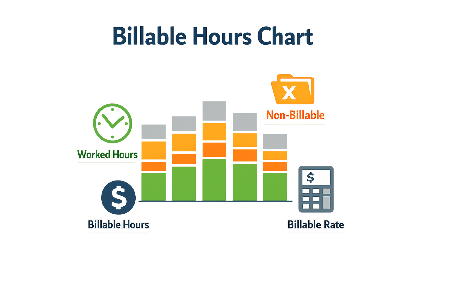 Infographic showing a billable hours chart.