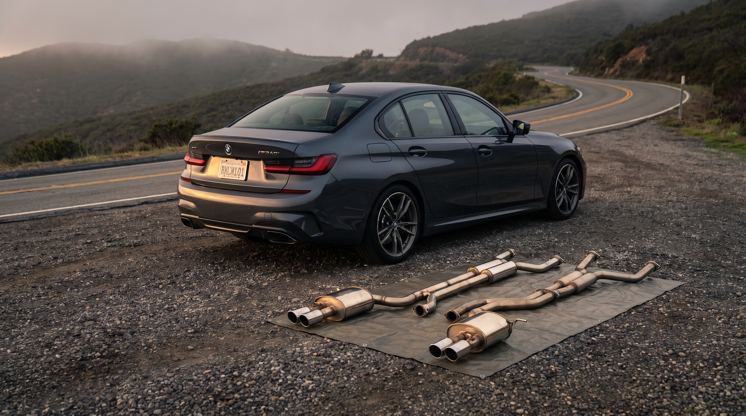 BMW M340i with exhaust systems comparison