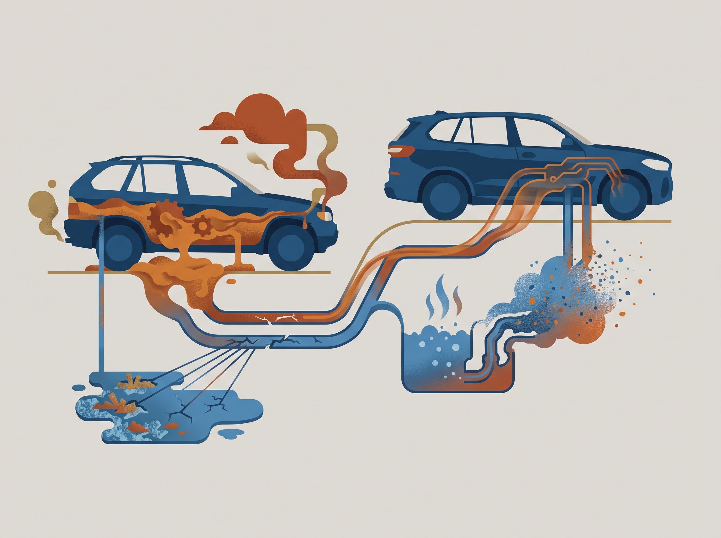 Illustration of issues from incorrect oil and coolant