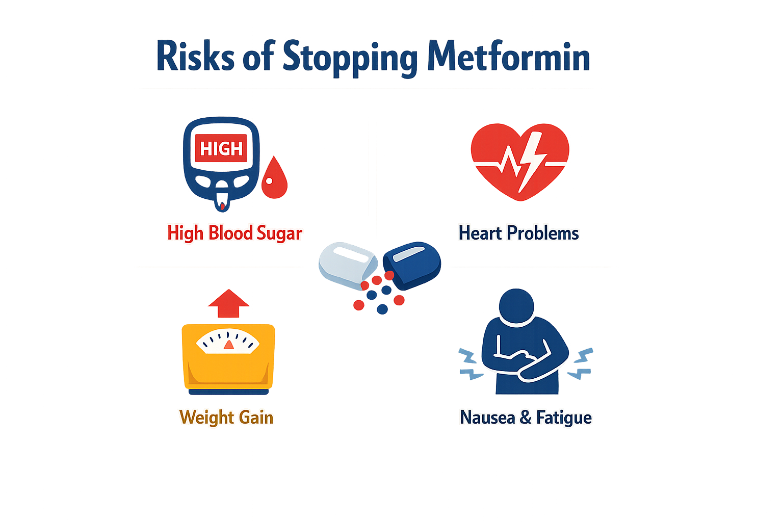 Infographic on health risks of stopping metformin.