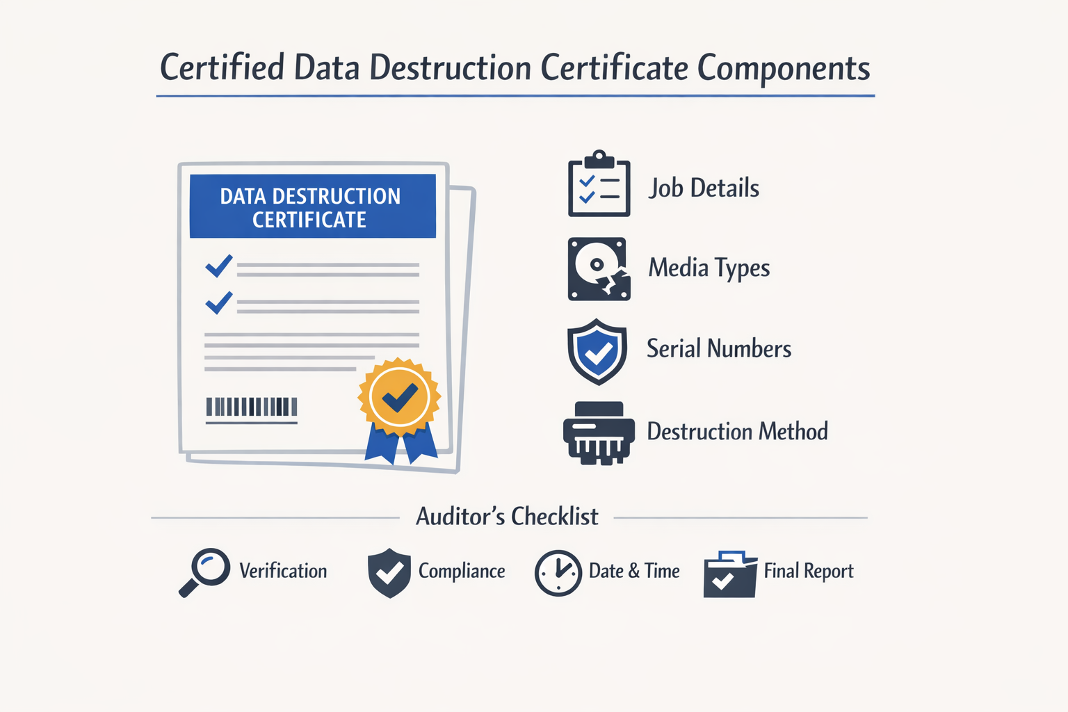 Infographic of certified data destruction certificate components