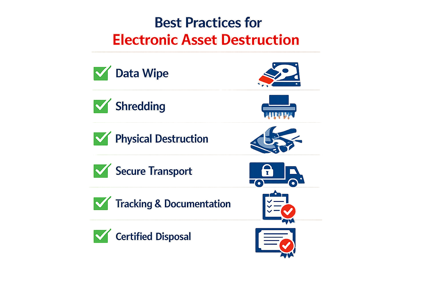 Checklist of best practices for electronic asset destruction