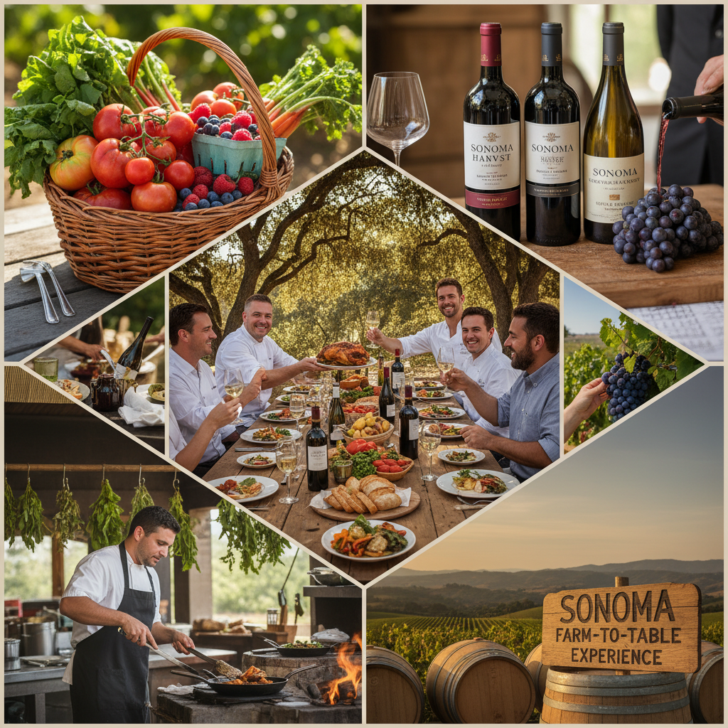Collage of Sonoma culinary experiences