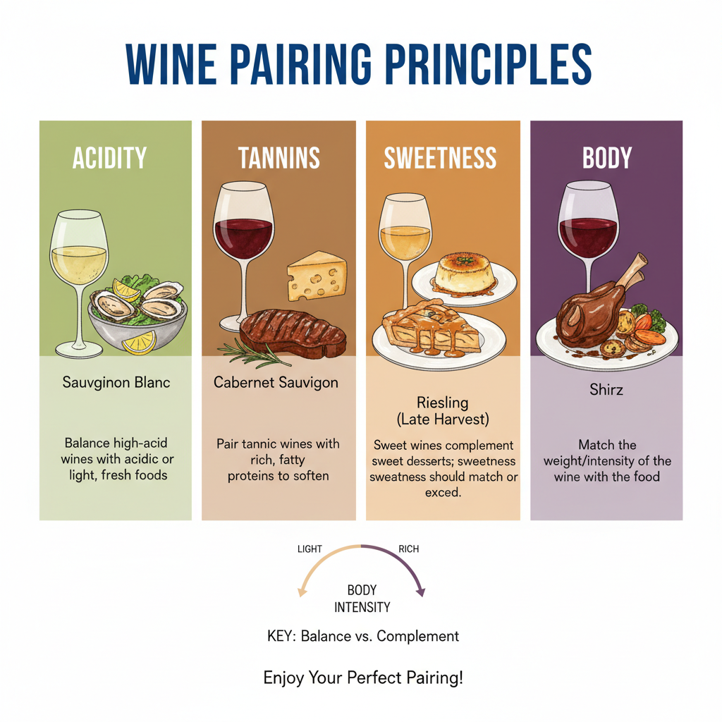 Wine pairing principles with food
