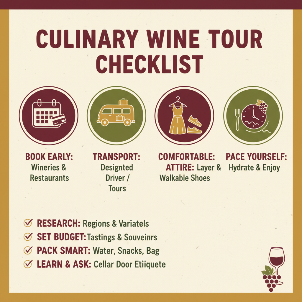Checklist for planning culinary wine tours