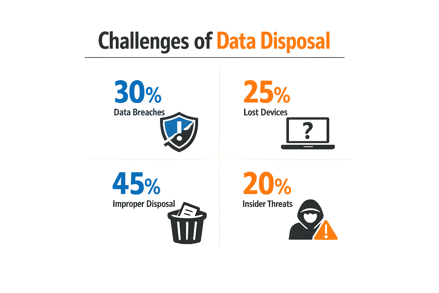 An infographic illustrating challenges of data disposal