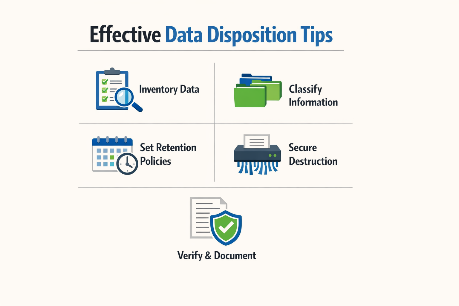 An infographic featuring practical tips for data disposition