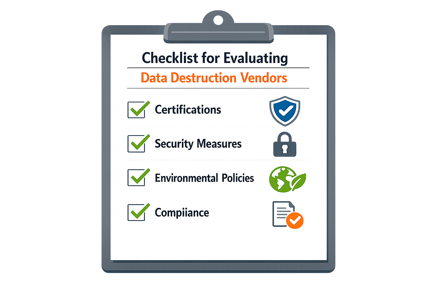 Checklist for evaluating data destruction vendors