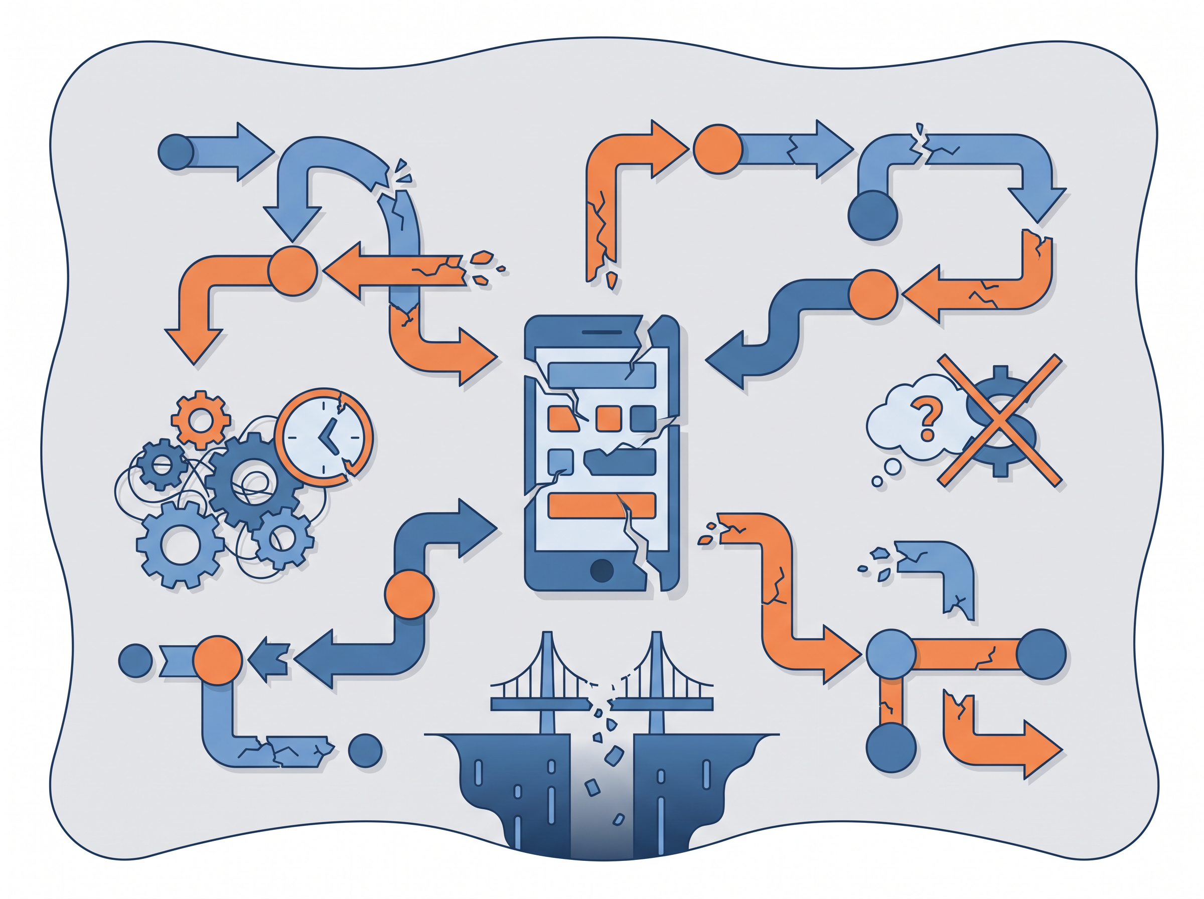 Visual breakdown of common planning mistakes that cause failed app ideas