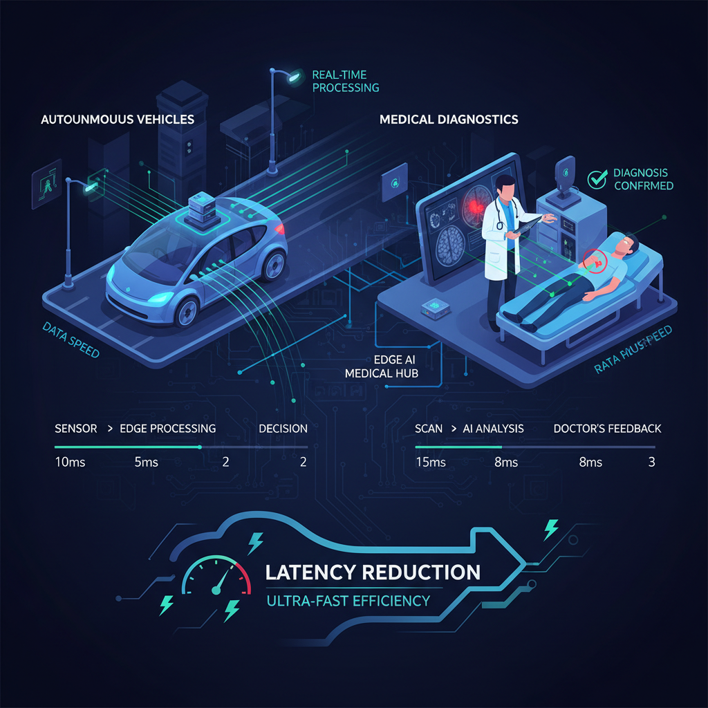 Latency reduction in edge AI applications visualized through examples.