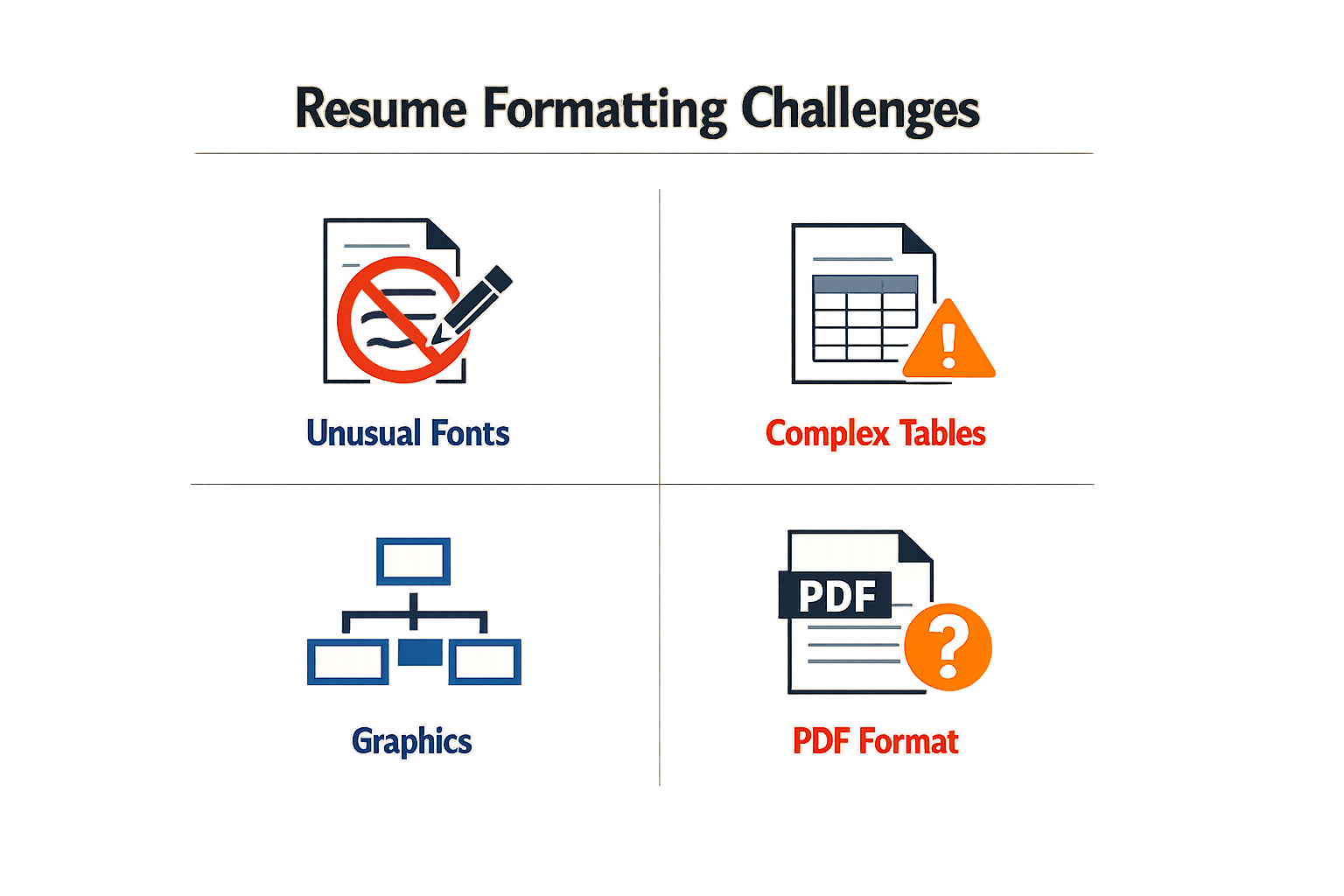 Infographic on resume formatting challenges.