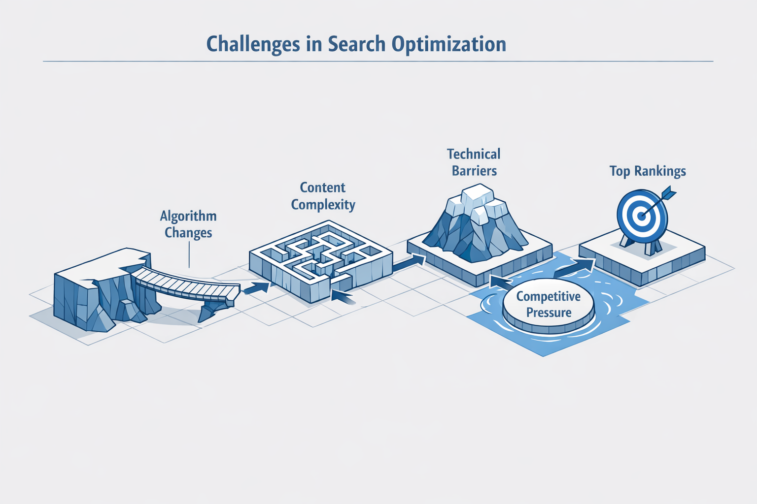 Diagram of challenges in search optimization