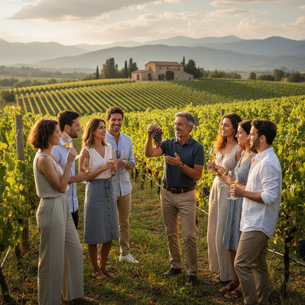 Tourists on a guided wine tour in Sonoma Valley