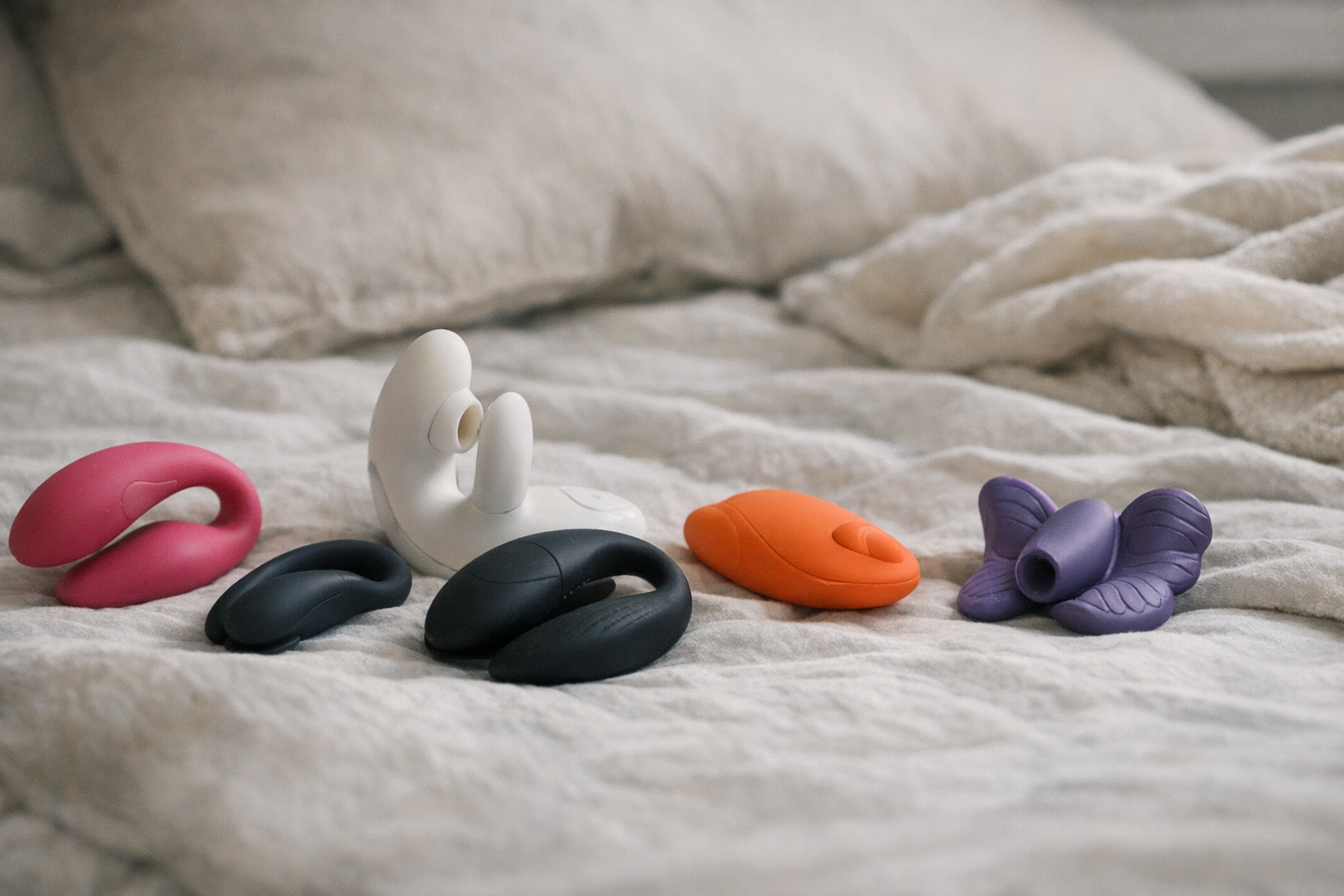 A collection of hands-free vibrators