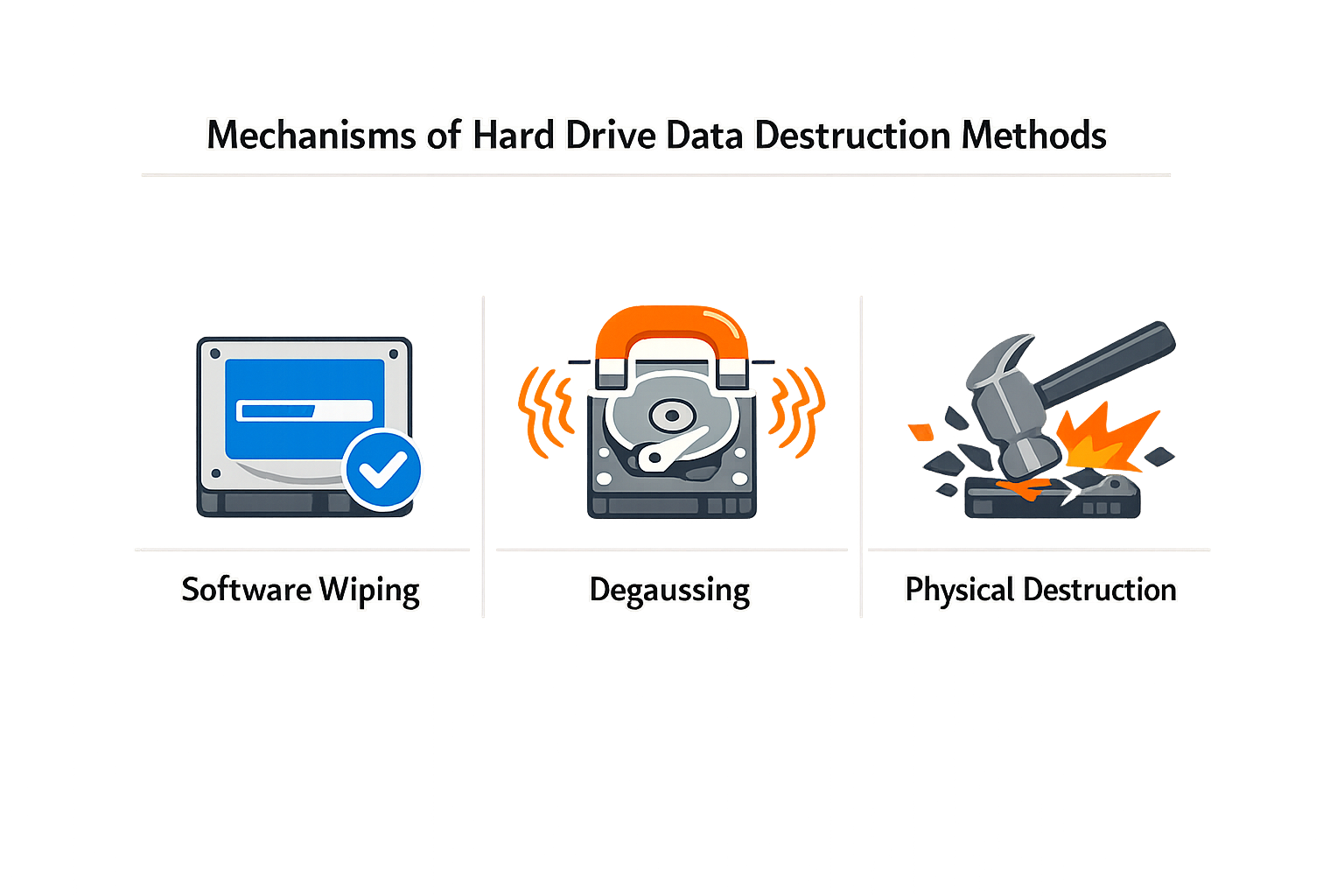 Mechanisms of hard drive data destruction methods