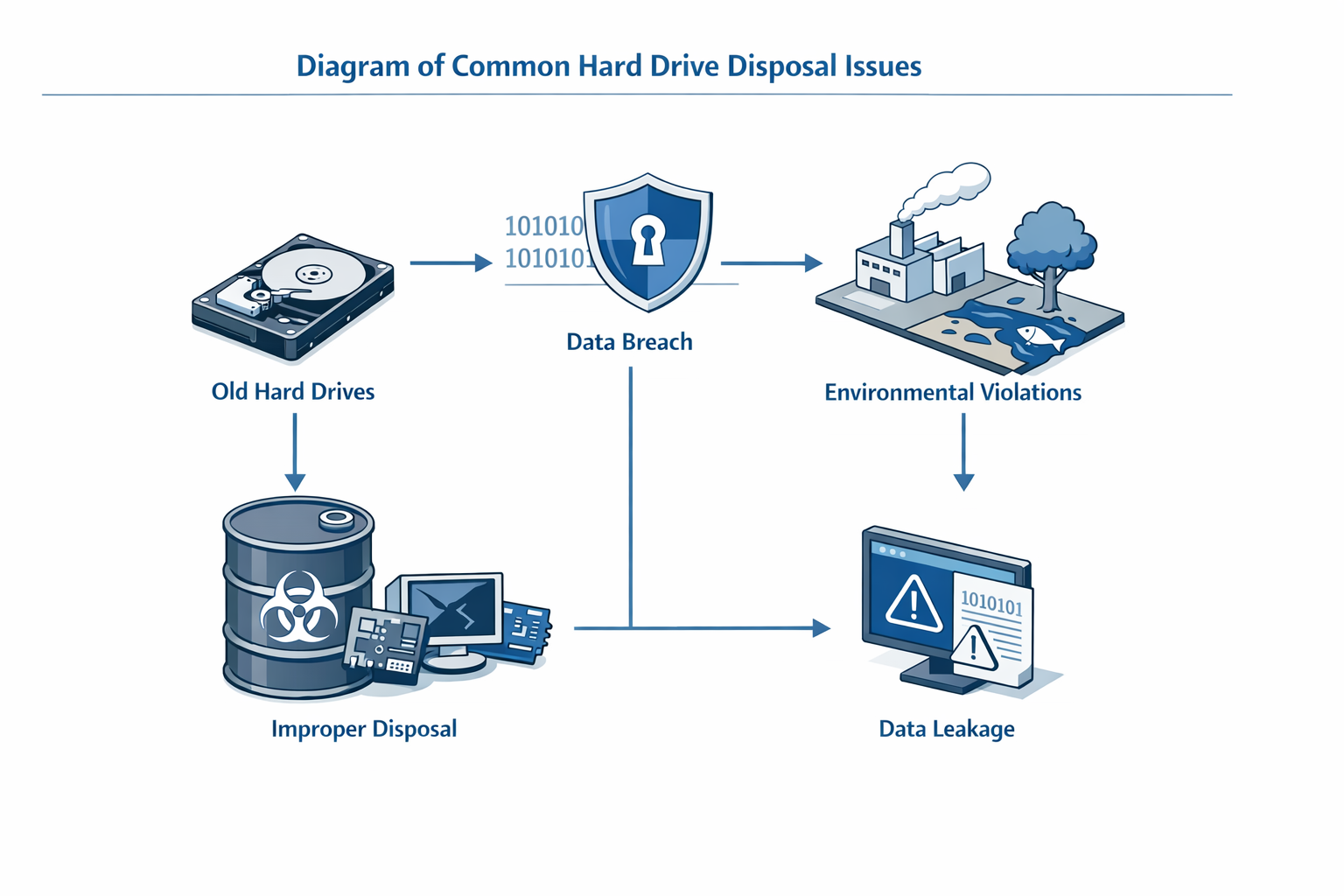 Diagram of common hard drive disposal issues