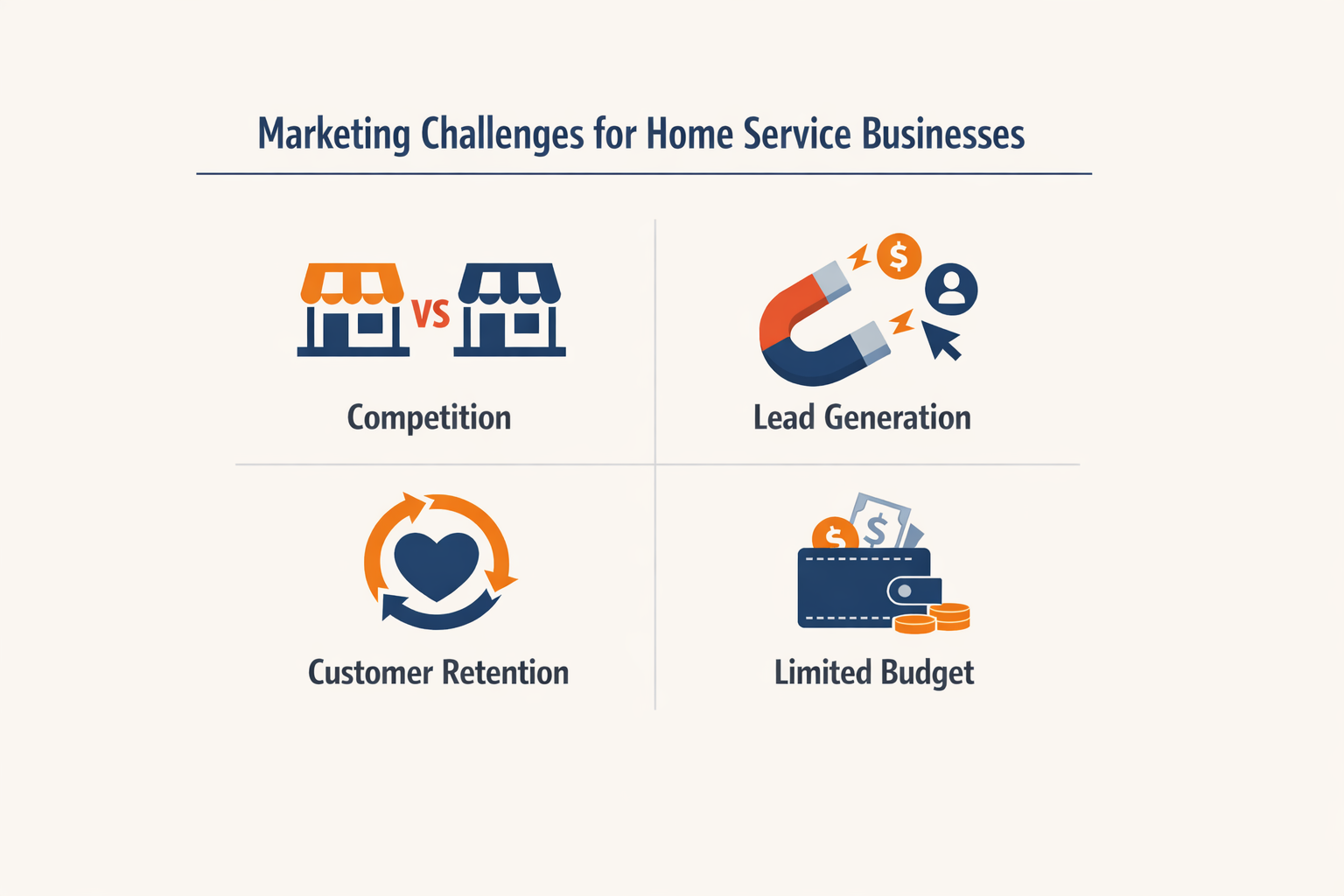 Infographic on marketing challenges for home service businesses.