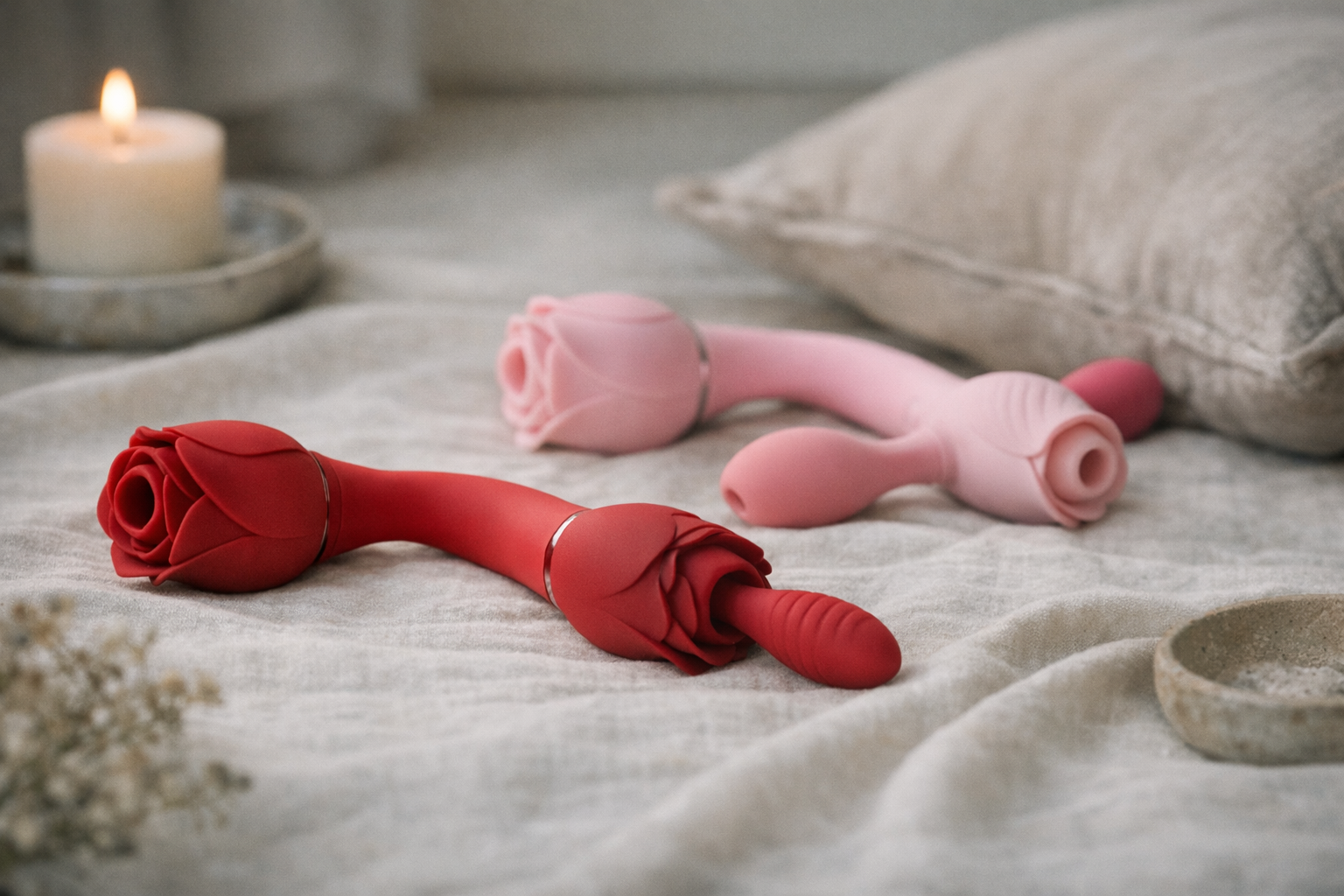 An inviting display of dual-ended rose toys.