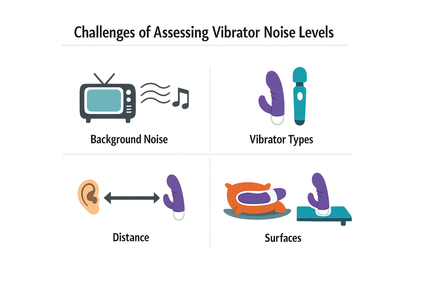 Infographic on challenges of assessing vibrator noise levels.