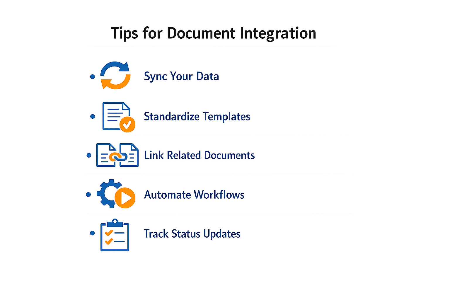 Infographic with tips for document integration.