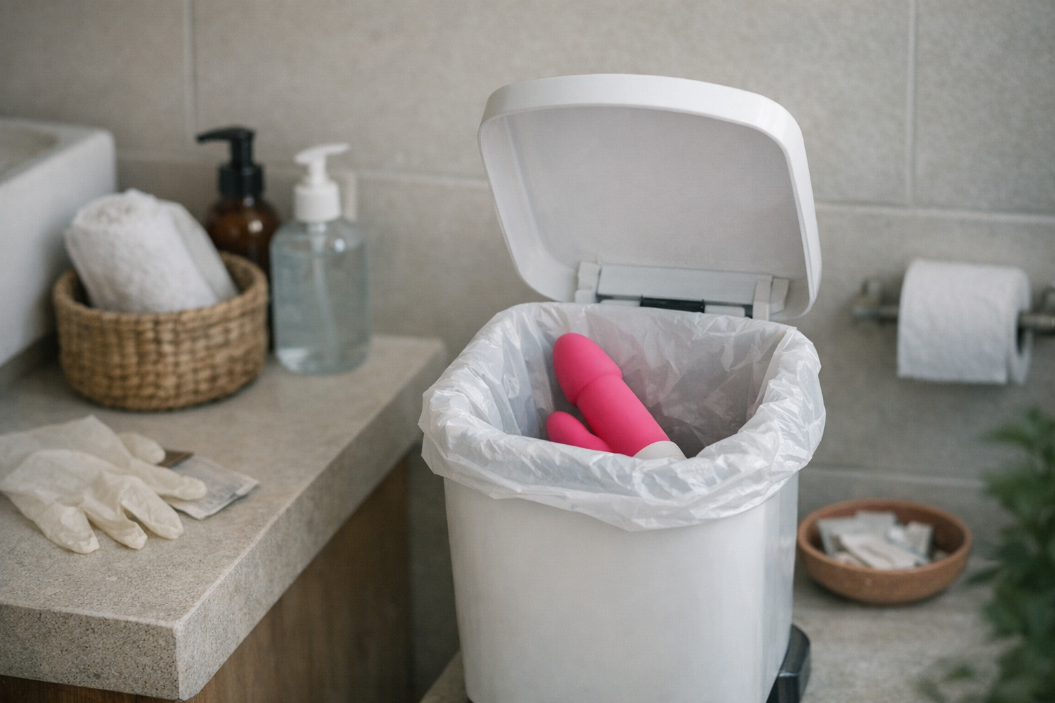 Clean and organized disposal space for vibrators.