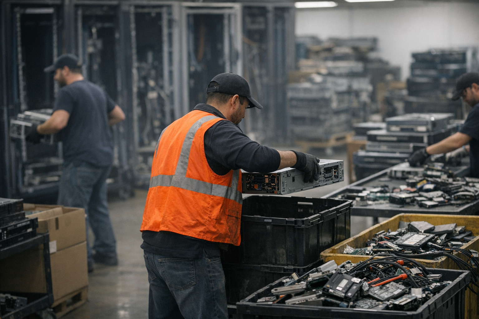 A modern data center during the decommissioning process