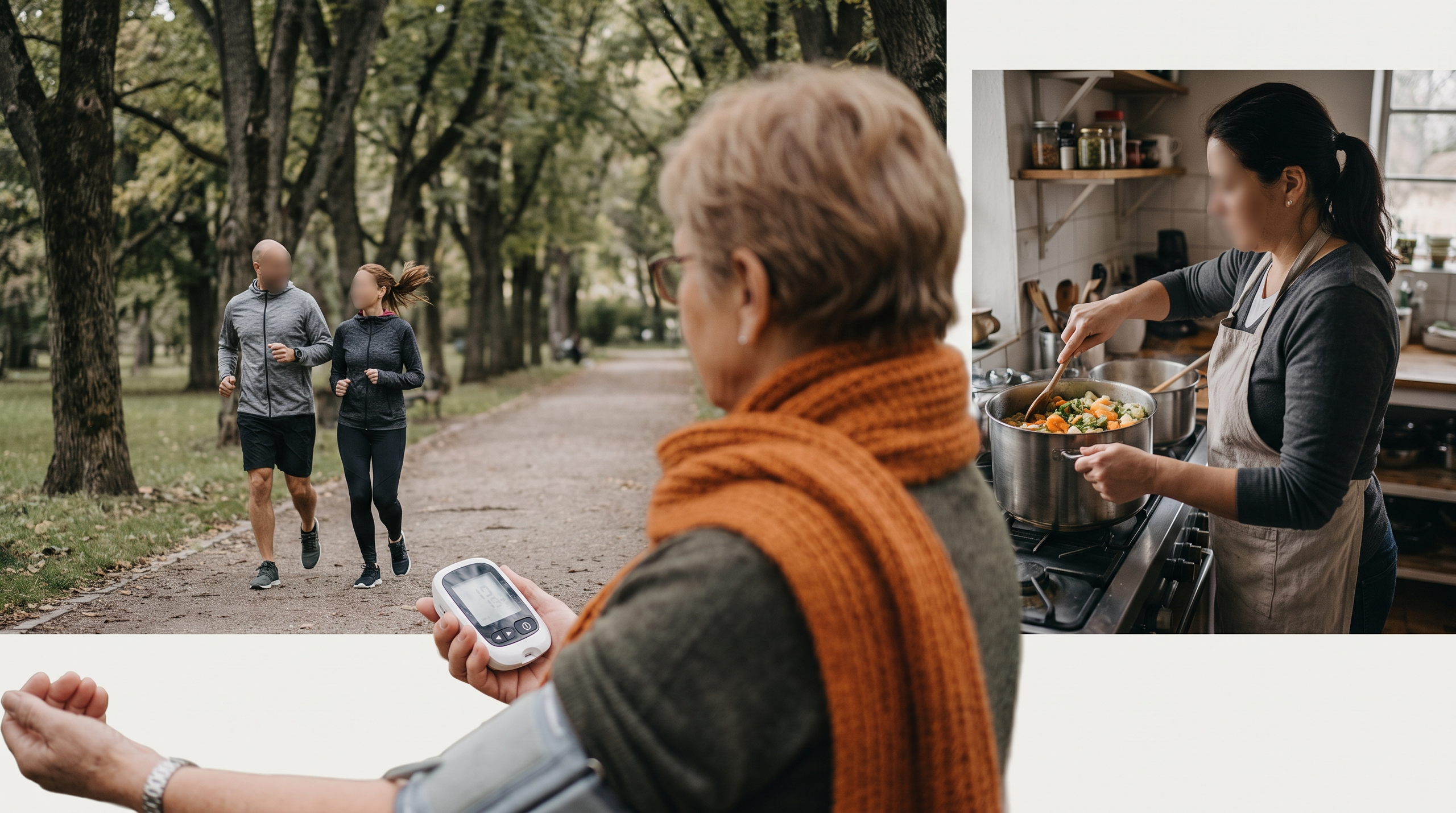 Group of people engaging in healthy activities to lower A1C.