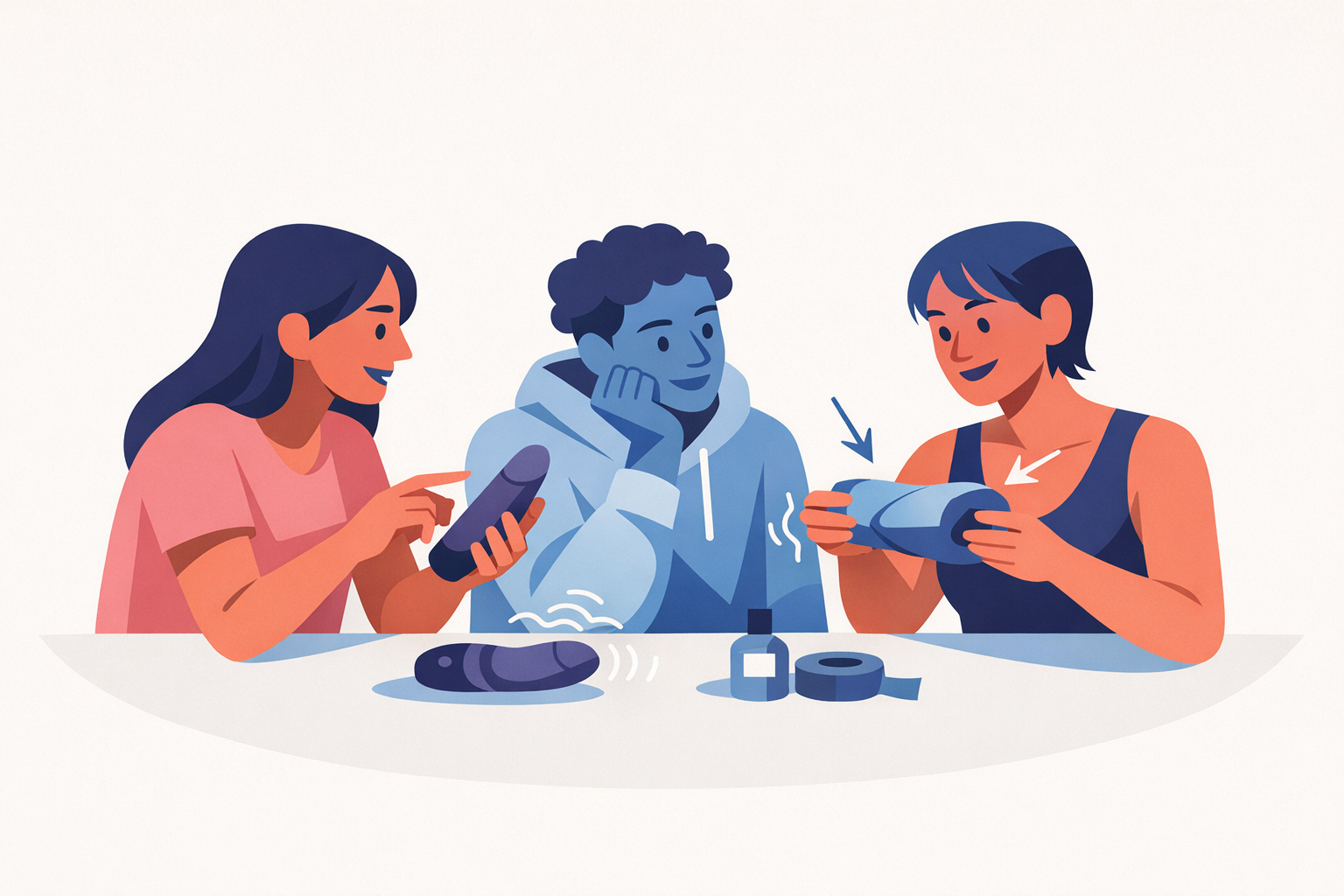 Friends sharing tips about quieter vibrators