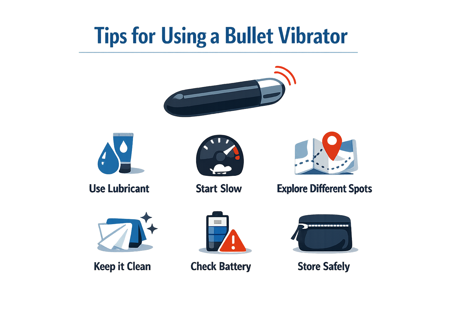 An infographic on tips for using a bullet vibrator.