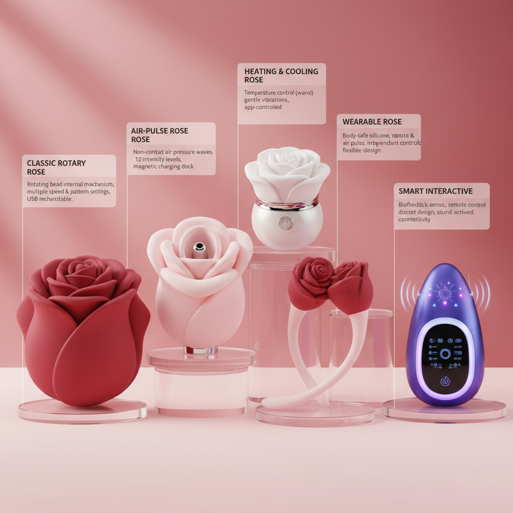 Image illustrating various rose toys and their features.