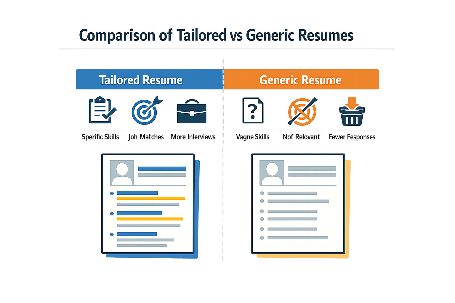 Comparison of tailored vs generic resumes