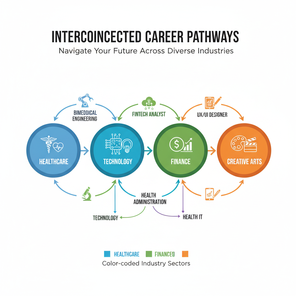 Infographic illustrating industry-specific career platforms across different professional sectors