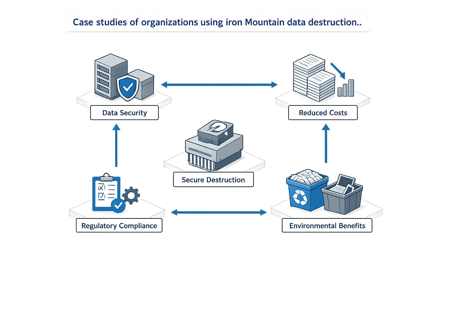 Case studies of organizations using Iron Mountain data destruction services highlighting outcomes and compliance challenges.