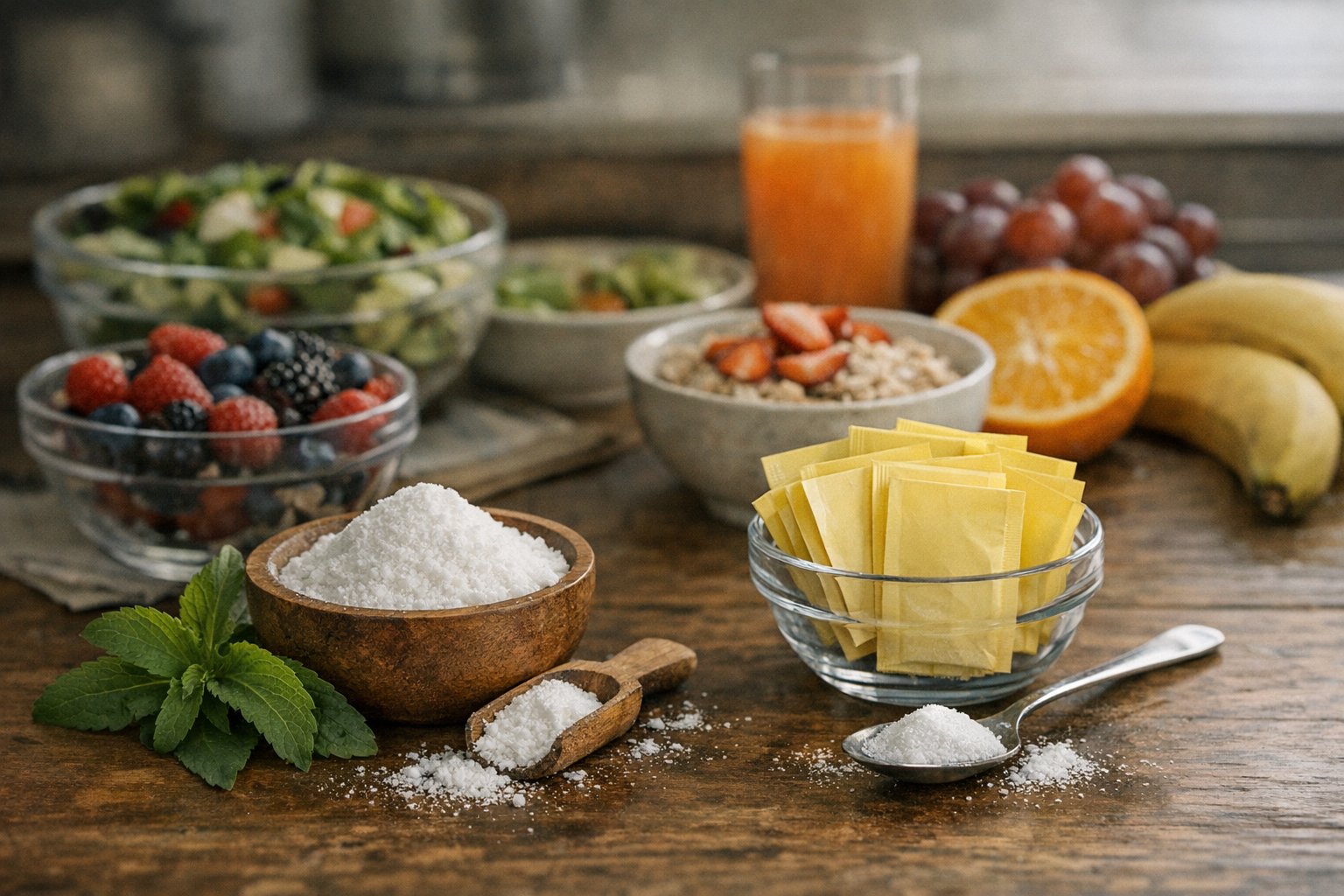 Comparison of stevia and Splenda with fresh fruits.