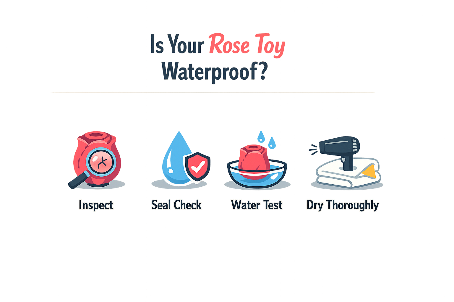 Infographic on how to check Rose Toy's waterproof status