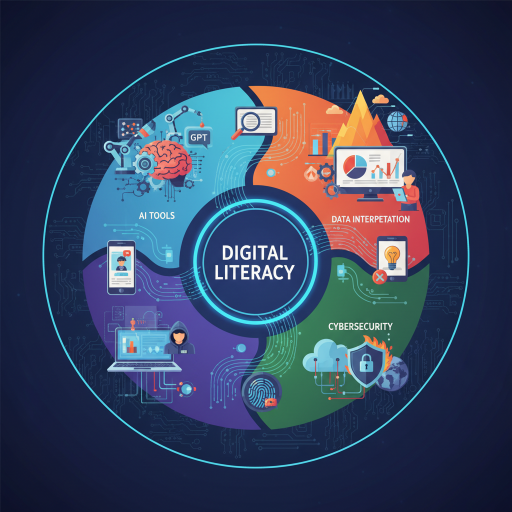 Graphic emphasizing digital literacy and tech fluency.