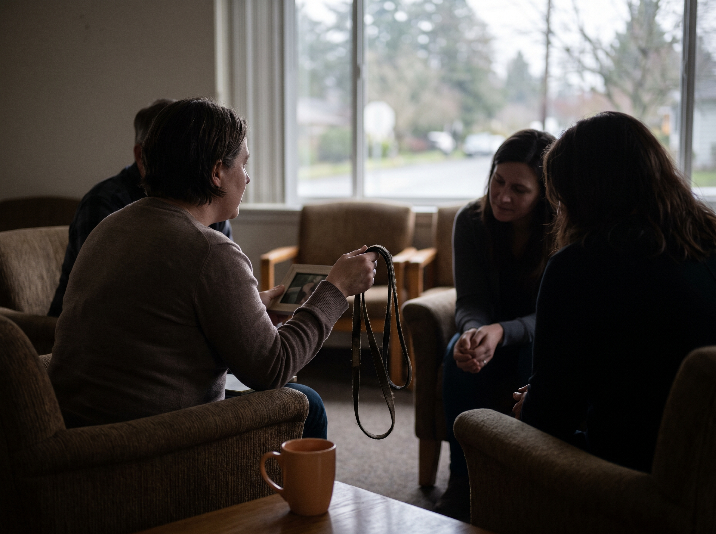 Support group for pet loss showing people sharing comfort during the difficult time of losing a pet