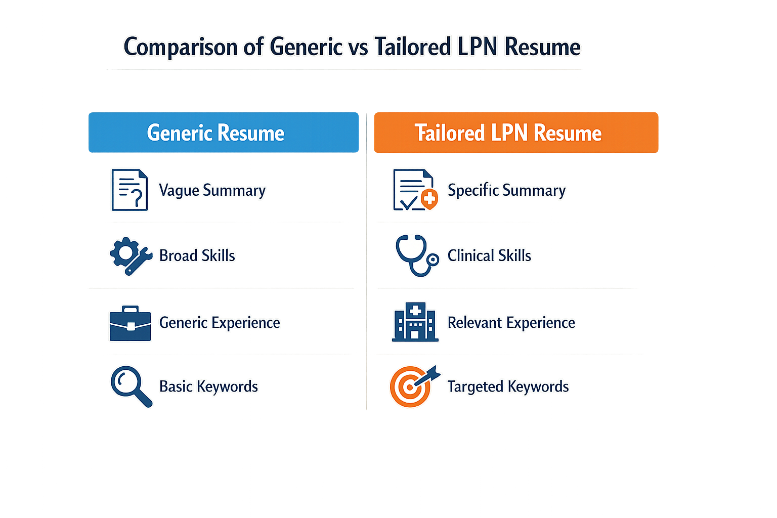 Comparison of generic vs tailored LPN resume