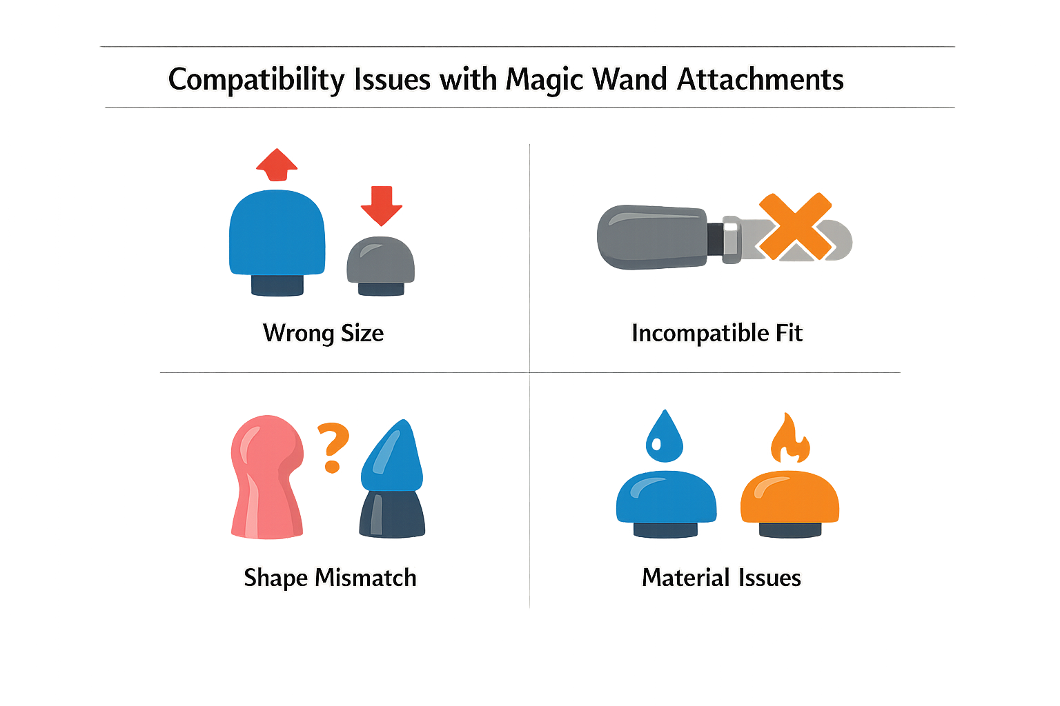 Infographic on compatibility issues with Magic Wand attachments
